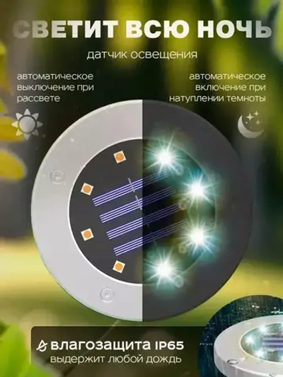 Набор садовых светильников на солнечной батарее уличные на газон 4шт