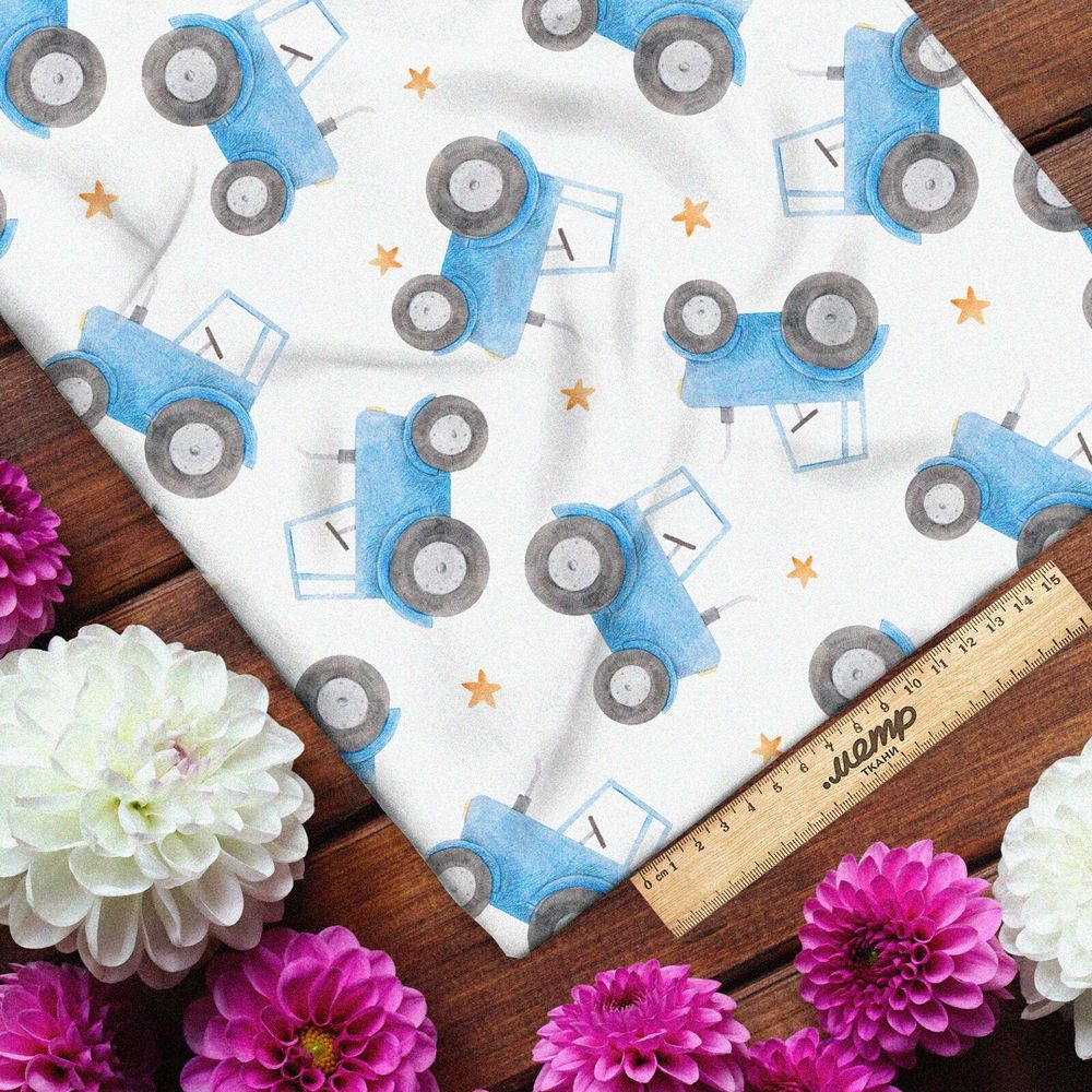 Ткань саржа синий трактор