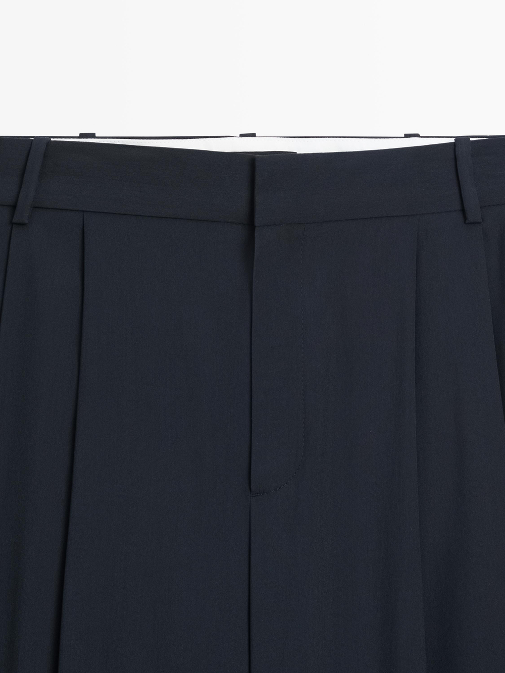 Massimo Dutti Брюки из шерстяной смеси со складками, темно-синий