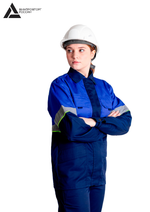 Костюм женский летний «ЮЖНАЯ ШИРОТА» (куртка+брюки) цв.синий/васильковый БОЛЬШОЙ РАЗМЕР