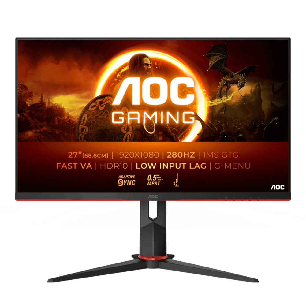 Монитор Игровой 27" AOC 27G2ZN3/BK/01 Fast VA 1920x1080 280Hz 0.5ms 300cd/m 4000:1 2xHDMI 1xDP Black