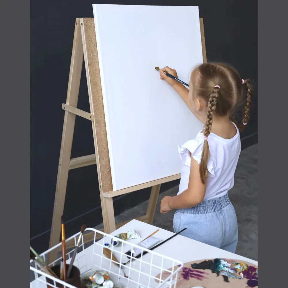 Мольберт односторонний напольный деревянный Хлопушка классическая, рабочая поверхность 600x580 мм