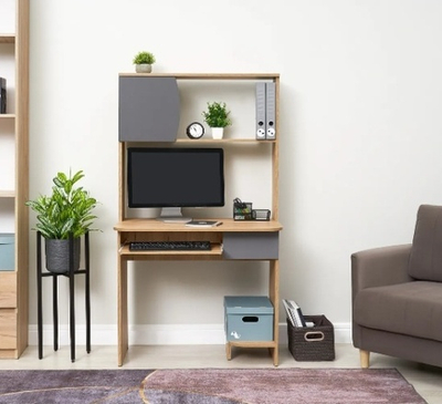 Стол компьютерный №2 графит серый / дуб крафт золото