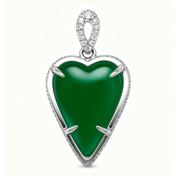 Подвеска Amor с зеленым агатом и белыми топазами