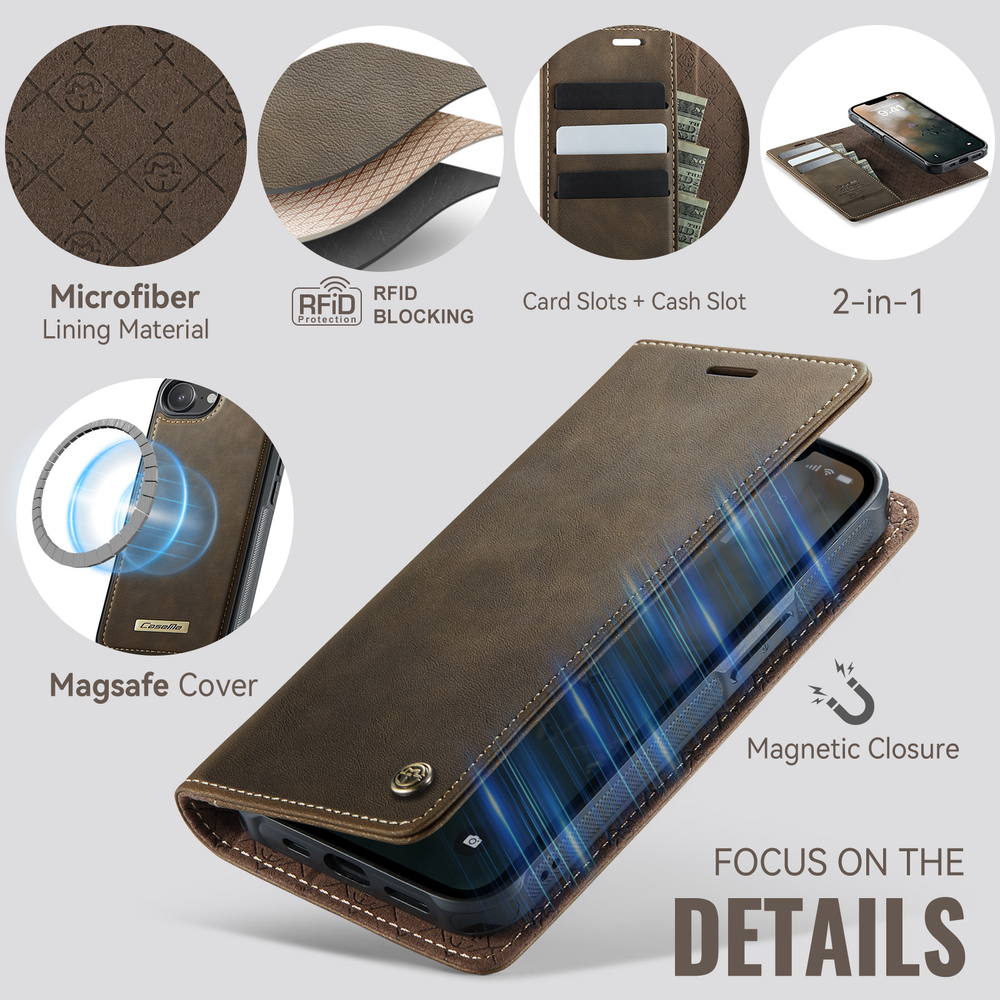 Чехол-кошелек CaseMe 2 in 1 MagSafe iPhone 16E