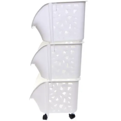 Этажерка для хранения напольная «БИСКОТТИ», цвет дымчатый белый, три секции, 38*32,5*73см (лейбл)