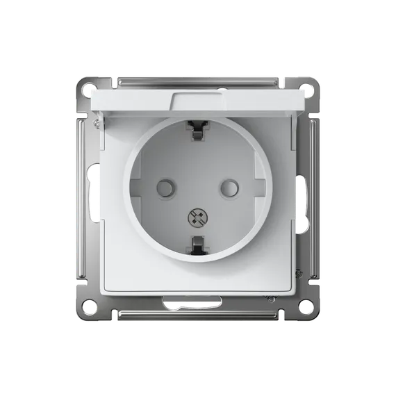 Розетка 1-м СП AtlasDesign 16А IP20 с заземл. защ. шторки с крышкой механизм бел. SE ATN000146