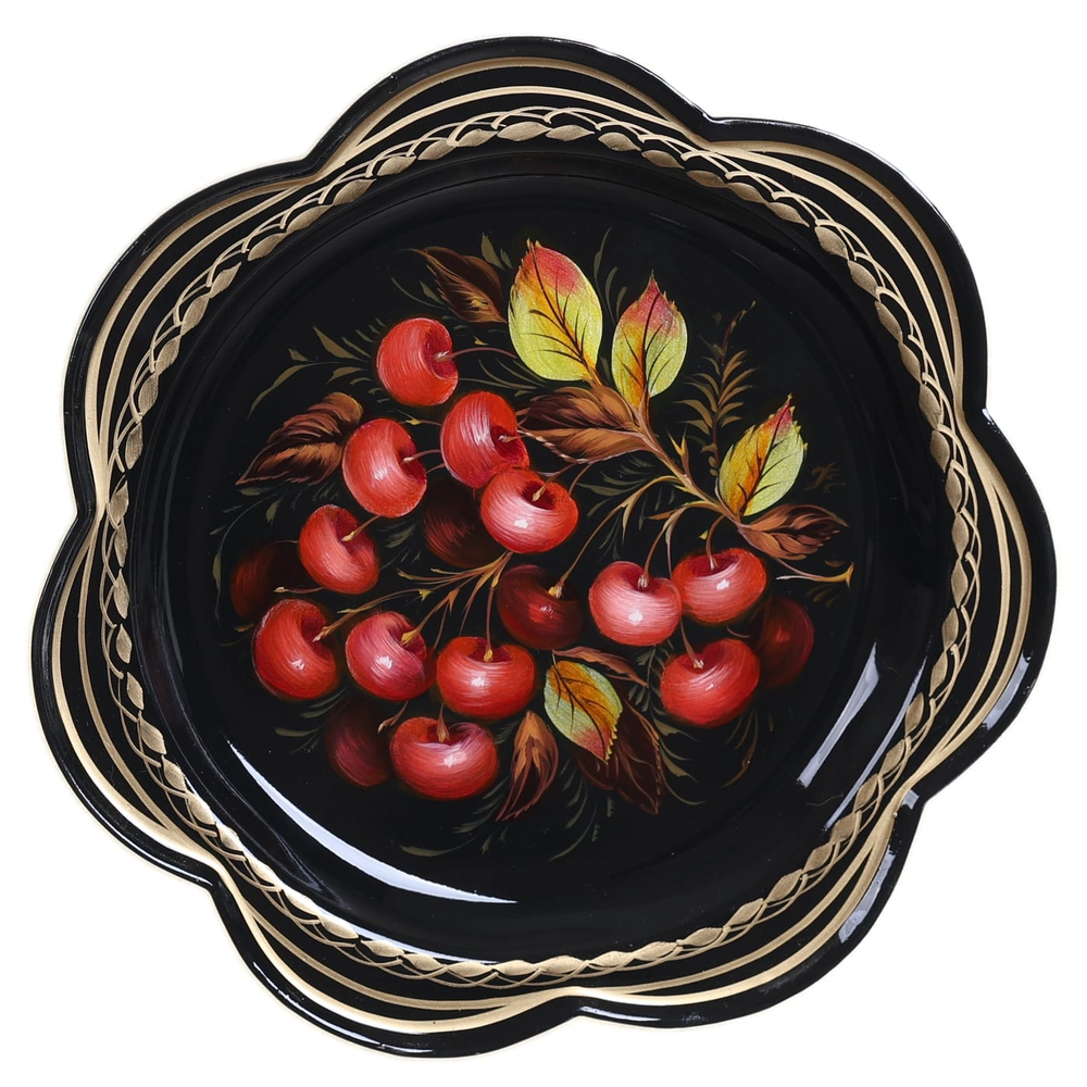 Жостовский поднос декоративный, размер 18 см (A1), металлический