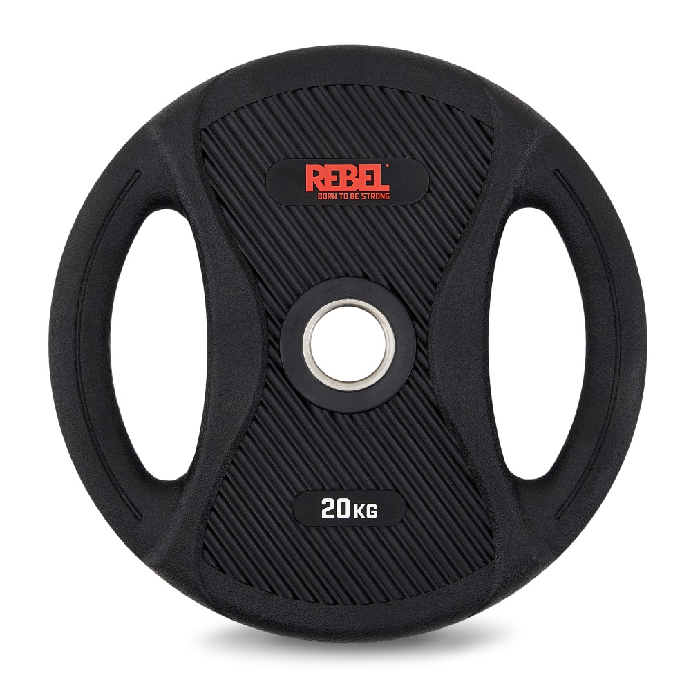 Диск олимпийский обрезиненный с двумя хватами 20 кг REBEL