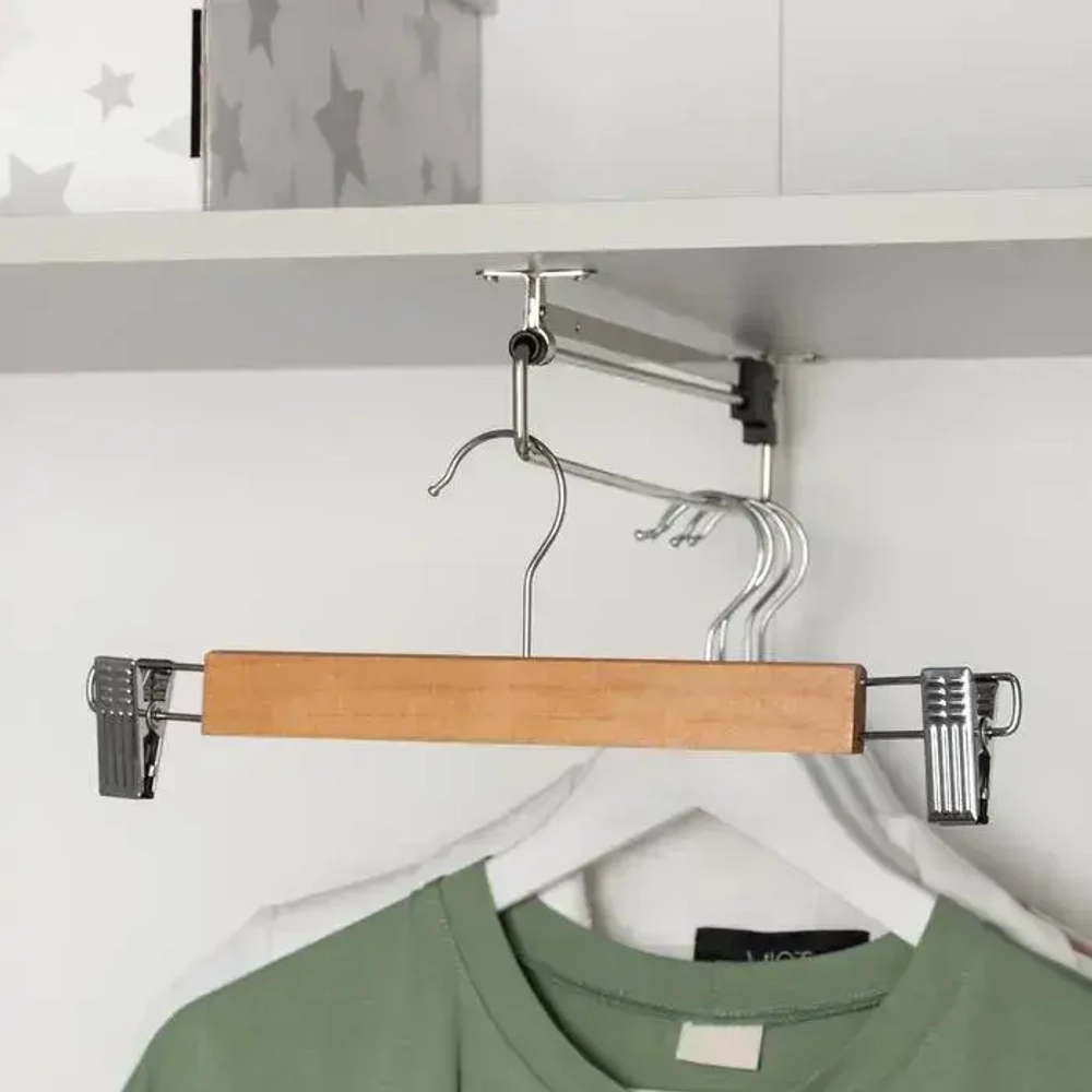 Выдвижная вешалка в шкаф 350 мм Штанга выдвижная в шкаф для вешалок 35 см