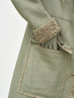 Эко дубленка женская длинная из искусственного меха, зеленая, SilverFox