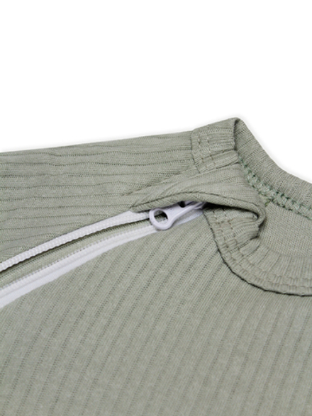 Боди на молнии с длинным рукавом Рубчик Шалфей RinaAmari