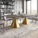 Стол овальный AXIS 200, шпон / опора золото