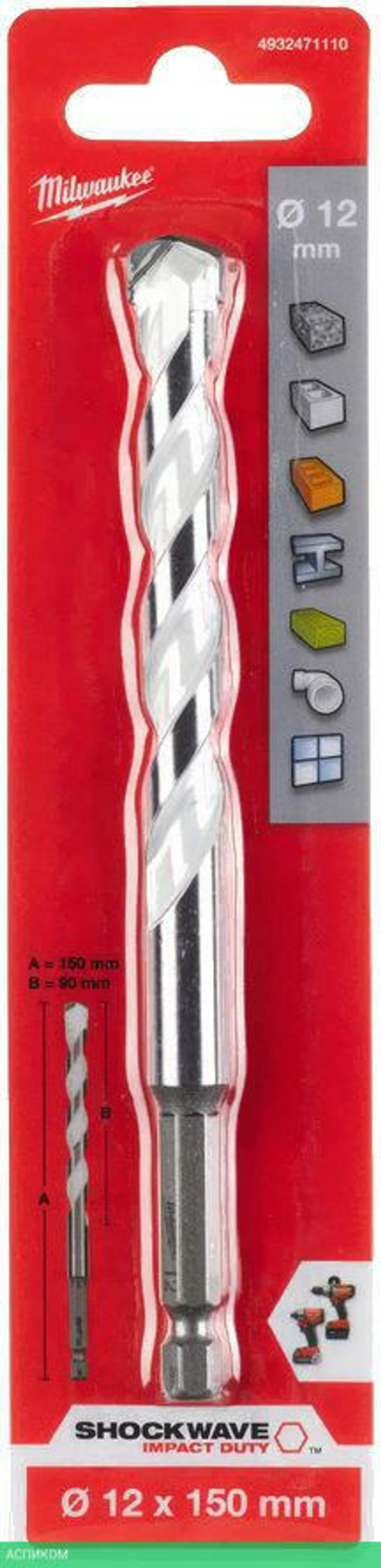 Сверло Milwaukee 12x150 мм HEX (4932471110)