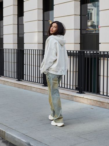 Худи на молнии в цвете серый меланж