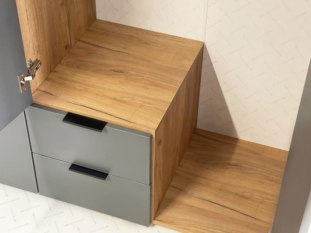 Шкаф трехдверный "Адам" (дуб крафт золотой/графит), 500*1264*2170 ЛДСП 16 мм, Мебельсон, г. Ижевск