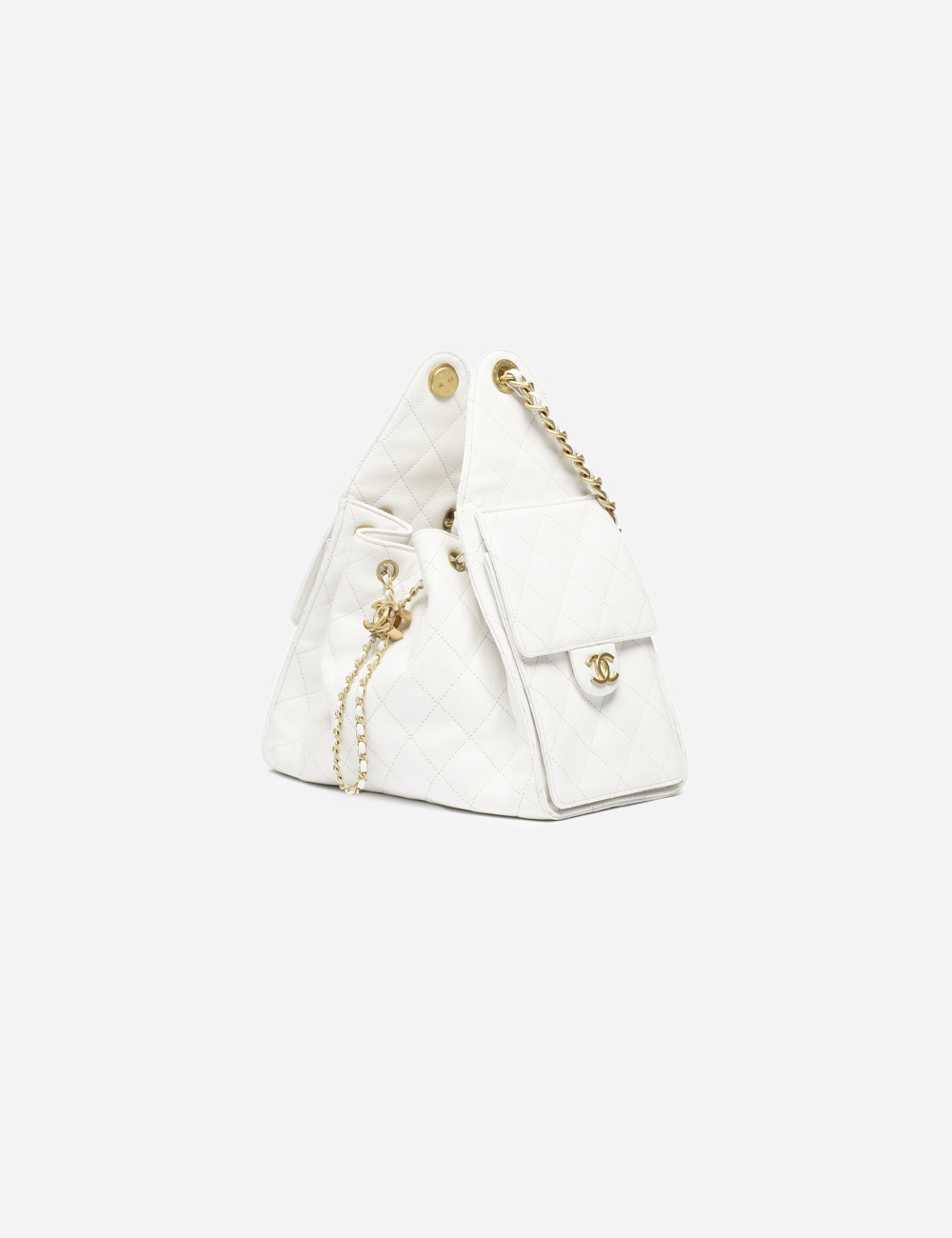 Сумка Chanel 25 Small Handbag Grained Calfskin & Gold-Tone Metal "White"
