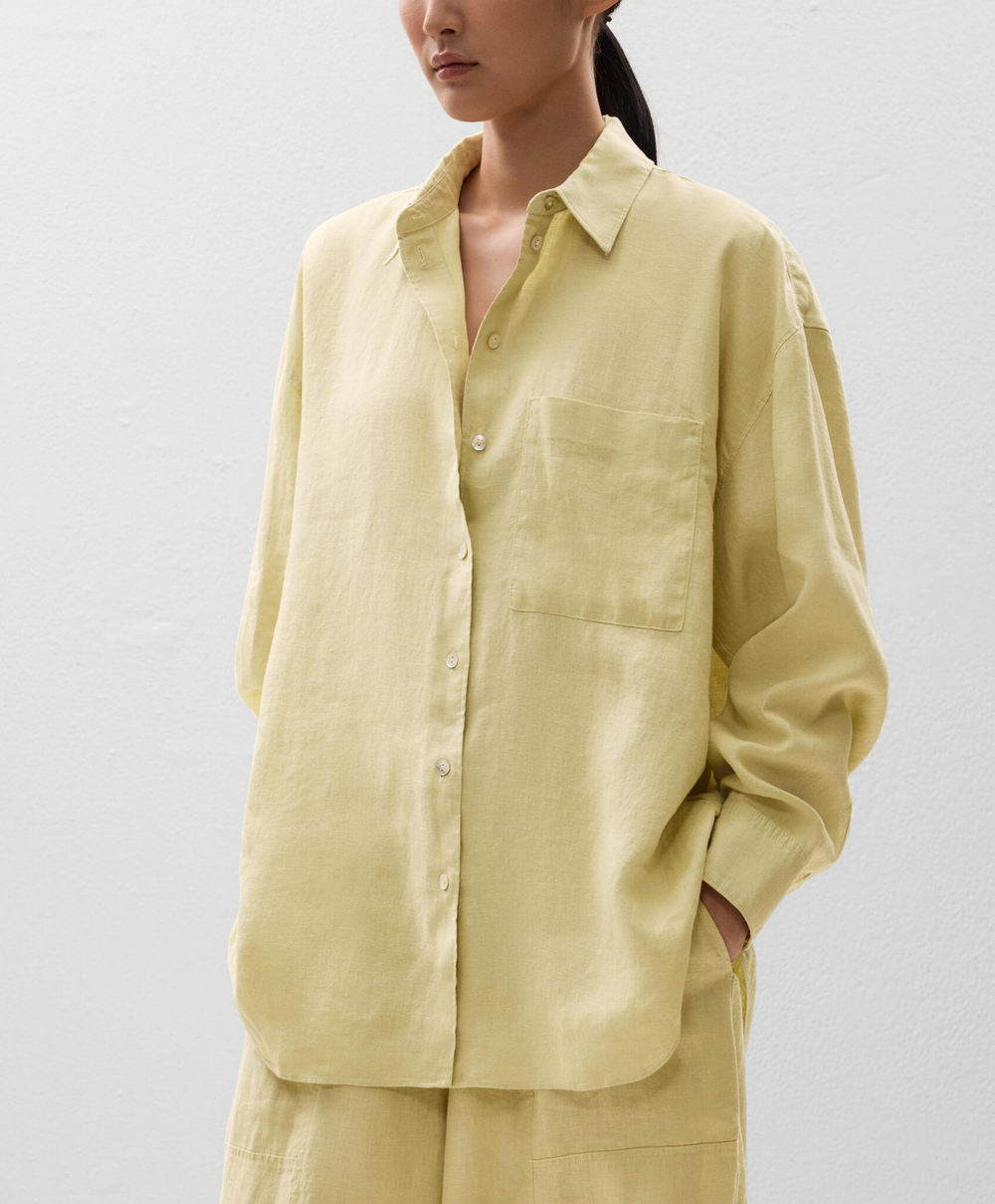 Oysho Рубашка свободного кроя из 100% льна, лимонный