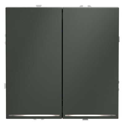 Выключатель встраиваемый VOLTUM S70 двухклавишный с подсветкой 10А, (титан)