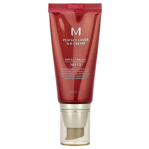 Missha, M Perfect Cover, BB-крем, SPF 42/PA+++, оттенок 13 очень светлый бежевый, 50 мл (1,69 жидк. унции)