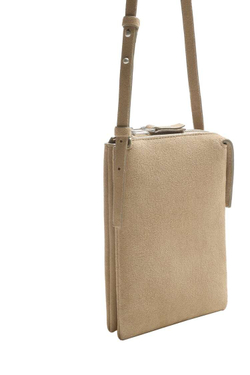 ZARA КОЖАНАЯ МИНИ-СУМКА ЧЕРЕЗ ПЛЕЧО, ПЕСОЧНЫЙ