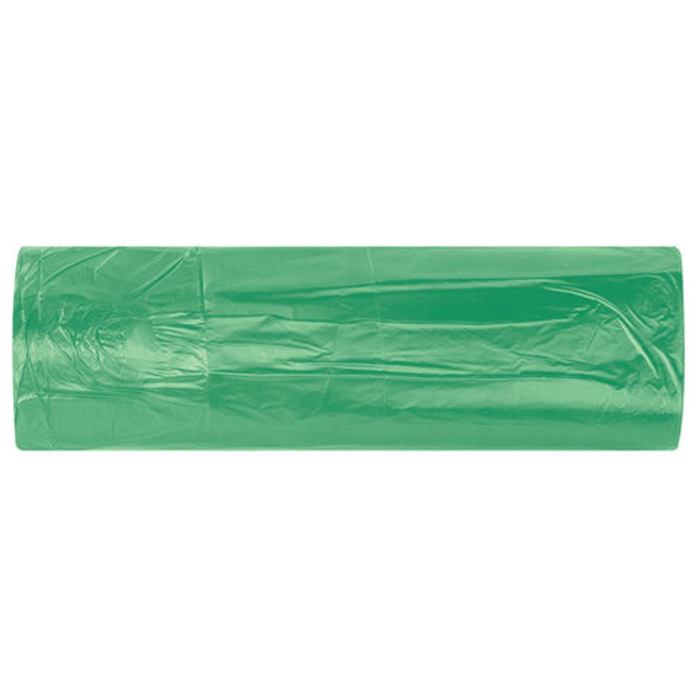 Мешки для мусора зеленые биоразлагаемые с завязками 60 л, в рулоне 15 шт., прочные, ПНД 18 мкм, 60x70 см, LAIMA, 702660