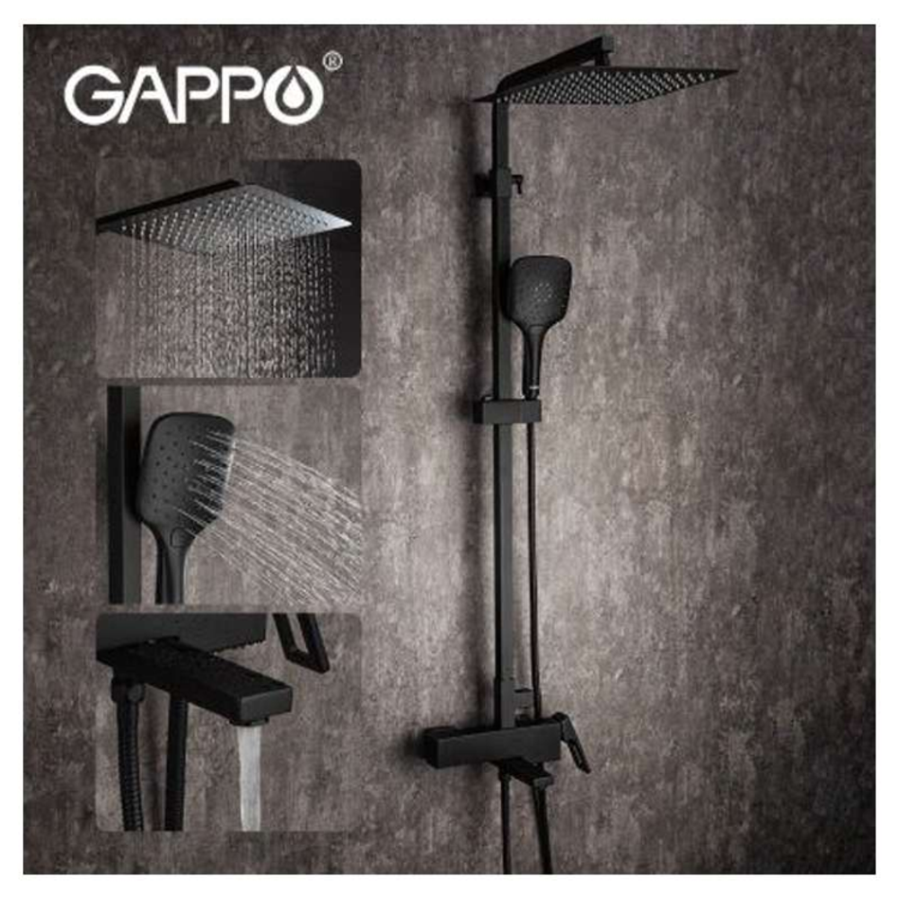 Душевая система GAPPO G2417-6 со смесителем, черный, излив