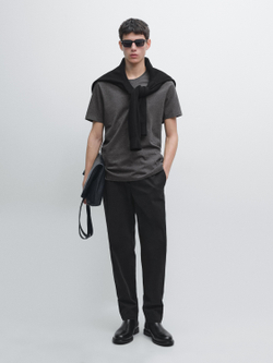 Massimo Dutti Футболка с короткими рукавами, серый меланж