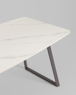 Стол обеденный Vermont 140*80 см керамика белая ножки серые