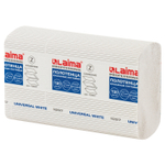 Полотенца бумажные 190 шт., LAIMA (Система H2) UNIVERSAL WHITE, 1-слойные, белые, КОМПЛЕКТ 21 пачка, 22,5×20,5 см, Z-сложения.