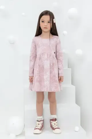платье  для девочки  КР 5788/розовый лед,кружевные цветы к433
