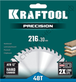KRAFTOOL PRECISION 216х30мм 48Т, диск пильный по дереву
