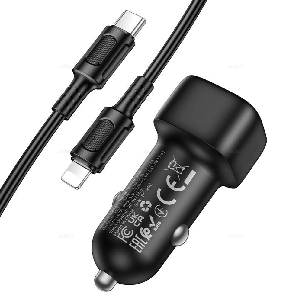 Автомобильное зарядное устройство для Lightning Borofone BZ34A PD20W QC3.0 (black)