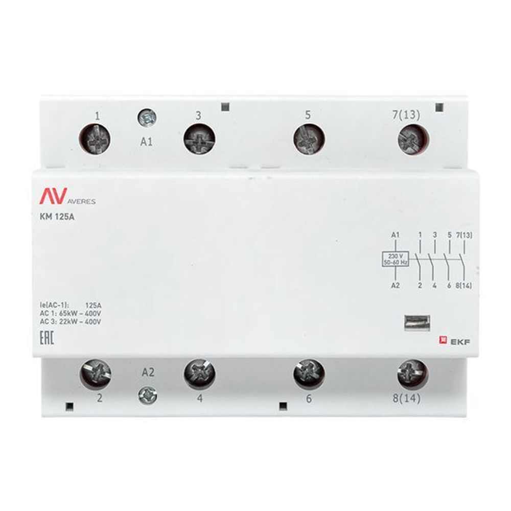 Контактор модульный EKF km-av-6-125-40-230V
