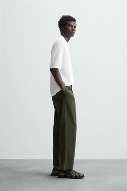 ZARA ЛЕГКИЕ БРЮКИ RELAXED FIT, ЗЕЛЕНЫЙ