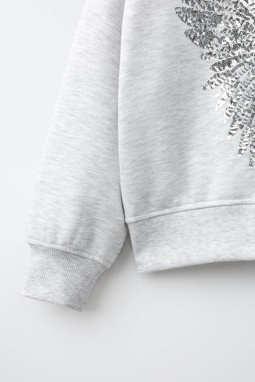 ZARA ХУДИ С ПАЙЕТКАМИ, СЕРЫЙ МЕЛАНЖ