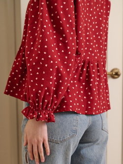 Блузка с баской с длинным рукавом