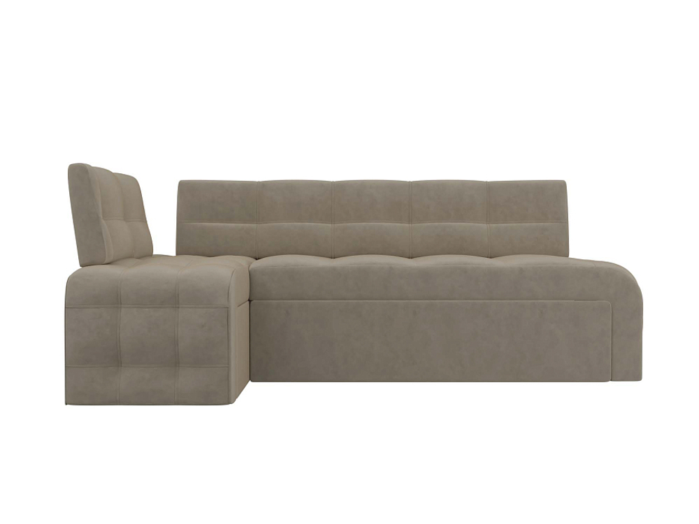 Диван кухонный угловой Люксор левый угол, Бежевый, Микровельвет, 28605L