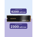 SSD ADATA LEGEND 900 512Гб, M.2 2280, NVMe, Retail, PCIe4.0, Чтение:6200мб/с, Запись:2300мб/с, радиатор (SLEG-900-512GCS)