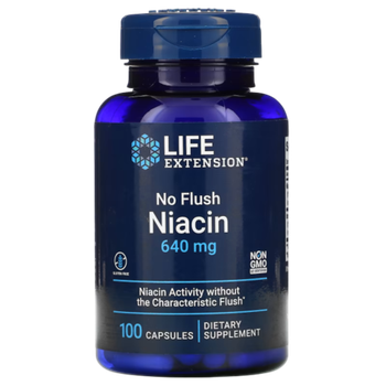 Life Extension No Flush Niacin 640 mg 100 Capsules , Ниацин