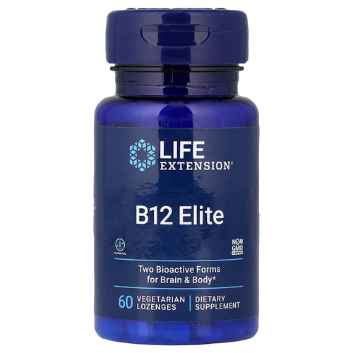 Life Extension, B12 Elite, 60 вегетарианских пастилок (1000 мкг в 1 пастилке)