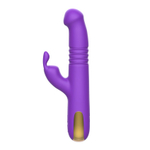 Фиолетовый вибратор-ротатор со стимулятором клитора и возвратно-поступательными движениями - 22,4 см.