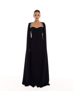 Платье-кейп Amani (Амани) выш. декольте черный