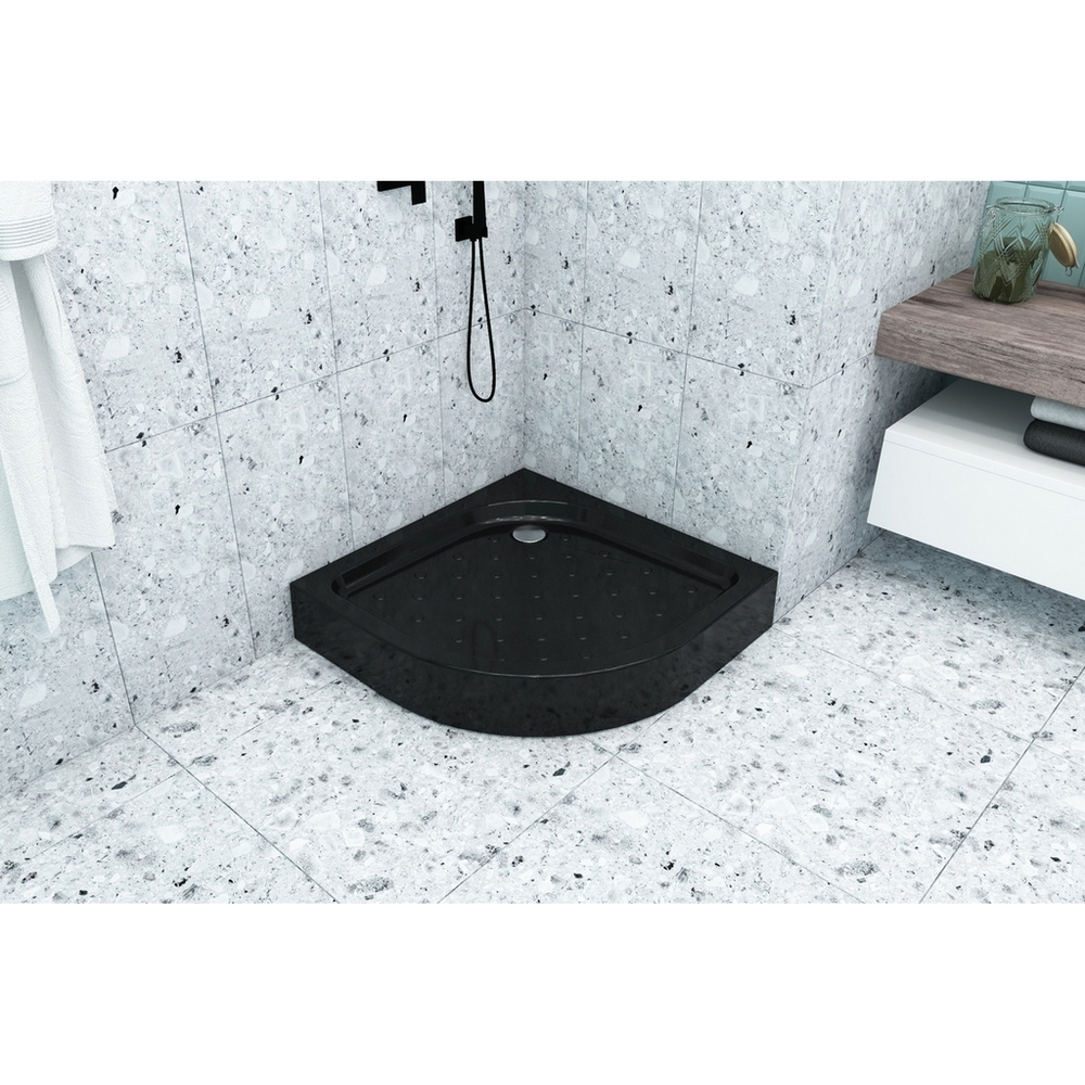 Поддон полукруг 0,9*0,9*0,06 "Classic N"акрил d 90 (каркас+экран) выс.16 см BLACK