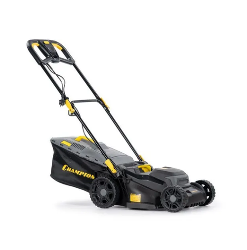 Газонокосилка электро Champion EM4018 (1,8 кВт травосб. 40л ширина 400мм 25-75мм, 17,4кг)