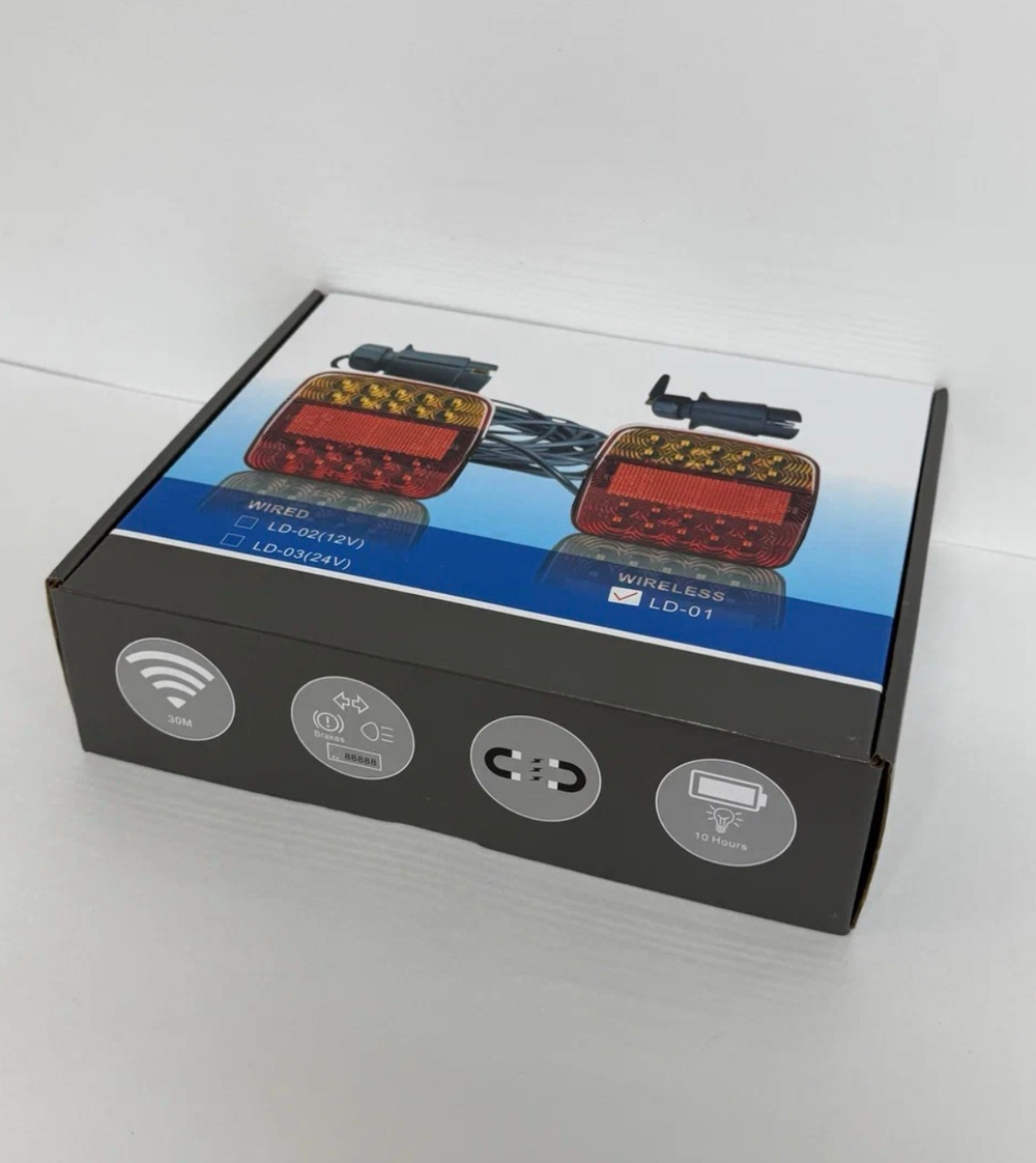 Беспроводные Светодиодные задние фонари на магнитах для прицепа, с подсветкой номера, 12-24V, влагозащитные, LD-01 Bluetooth (2 шт. / комплект) -