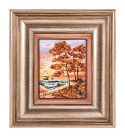 AMB-04/32 Картина «Маяк надежды» (с янтарной крошкой) H-18см