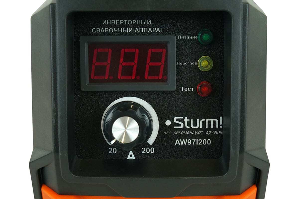 Сварочный инвертор Sturm 200А, ПВ 60%, 170-250В, HotStart/AntiStick/ArcForce AW97I200