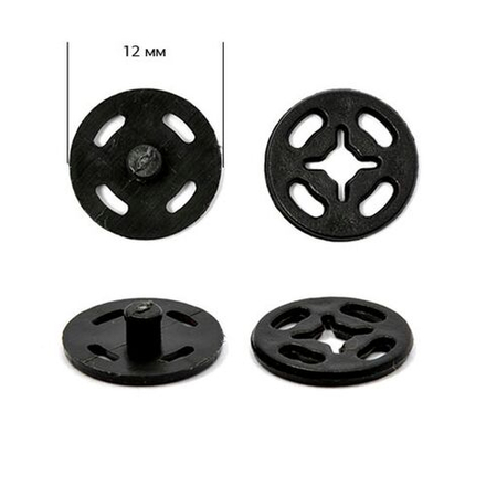 кнопка пришивная 12мм черная (36шт/уп)