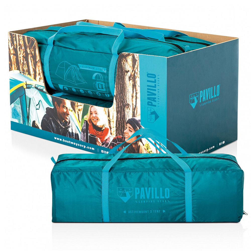 Палатка 3х-местная, 210+140х240х130 см, 2 слоя, 1 комн, 1 тамб, с москитной сеткой, 2 выхода, Bestway, 68090 BW